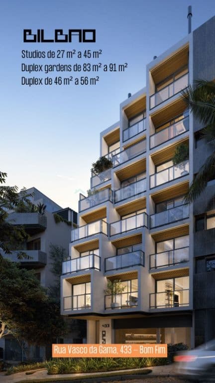 Apartamento moderno de 1 dormitório no Bom Fim, Porto Alegre. 