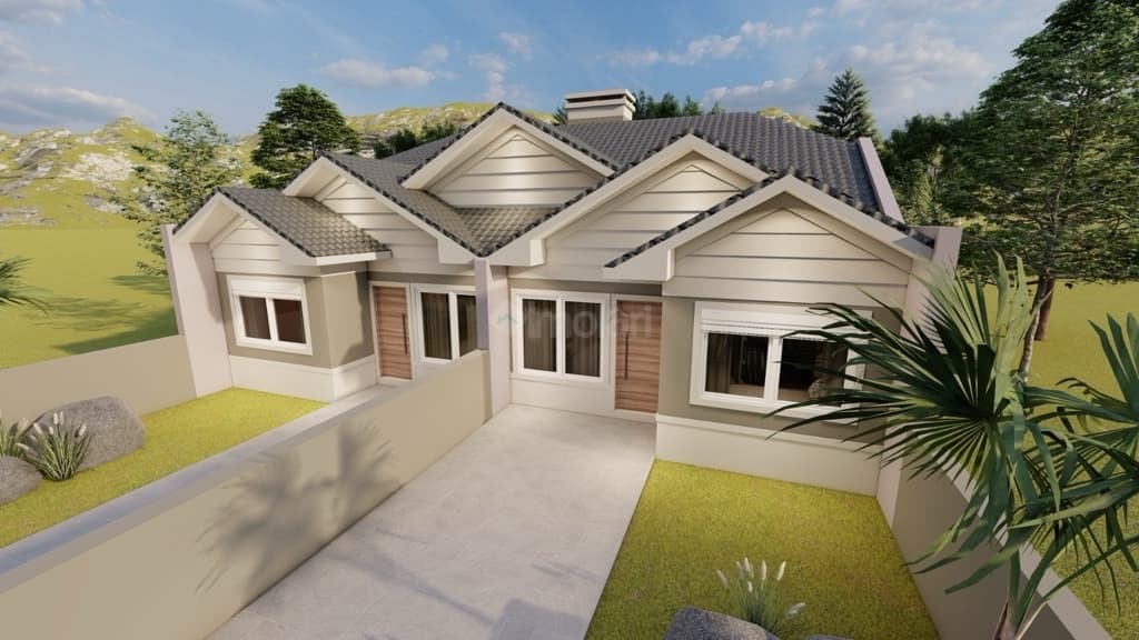 Casa Geminada à venda em Linha Santa Cruz, Santa Cruz do Sul. 2 dormitórios, churrasqueira e garagem